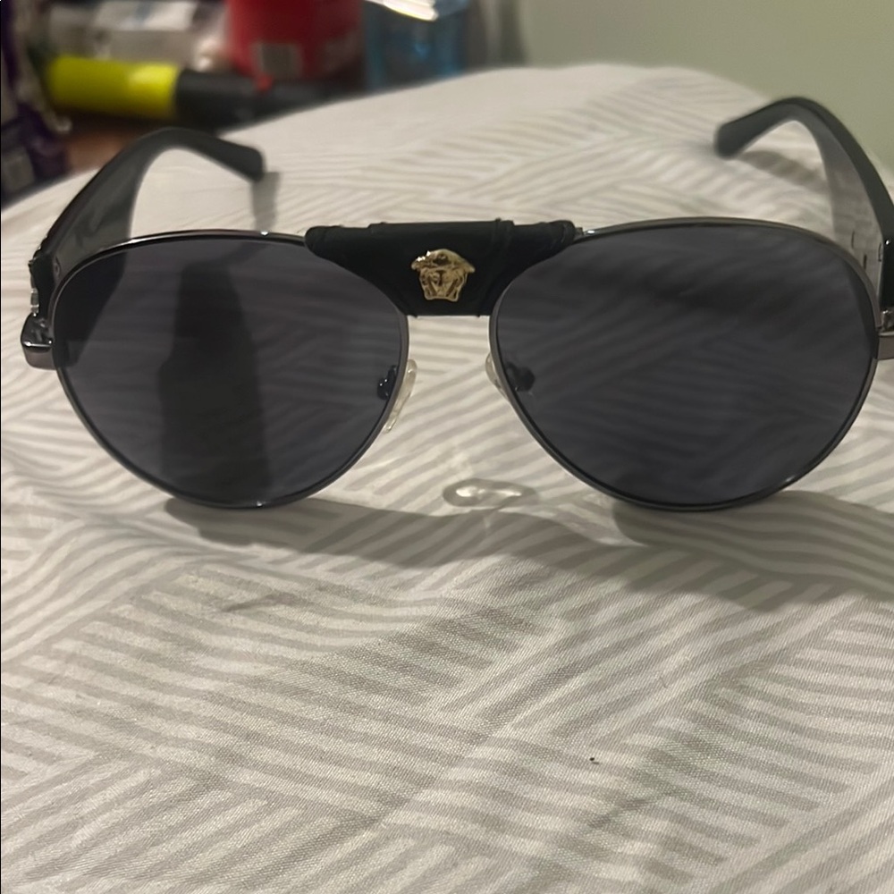 Versace Black Sunglasses with Gold Medusa Accent